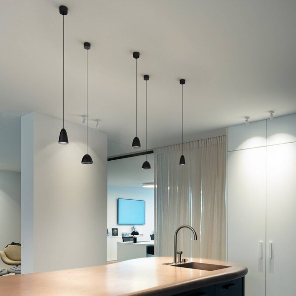 Wever & Ducré Lighting WEVER & DUCRÉ LED závesné svietidlo Cozy Zone 1.0, čierna, 2 700 K, Čierna, Obývacia izba / jedáleň, Hliník, Moderný, Závesné svietidlo