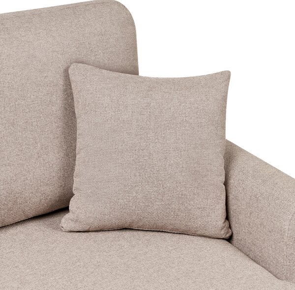 Rohová rozkladacia pohovka svetlohnedá látkové čalúnenie polyester umelý ľan s úložným priestorom ľavostranná s vankúšmi moderný štýl