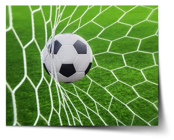 Sablio Plagát Futbalová lopta v bráne - 60x40 cm