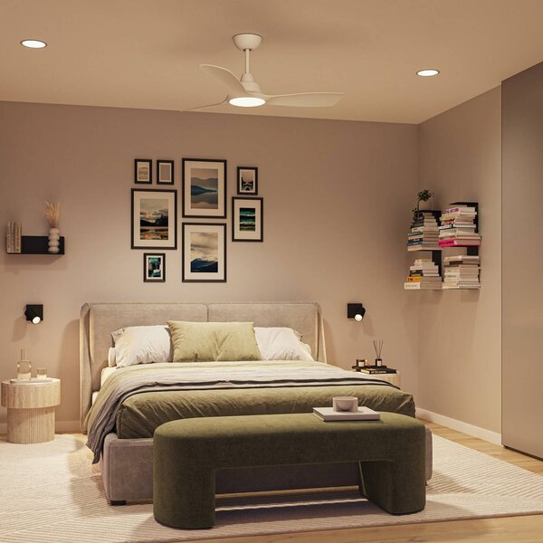 Philips Stropný ventilátor LED Fixed, Ø 132 cm, biely, DC, Biela / opálová, Obývacia izba / jedáleň, Plast, Moderný