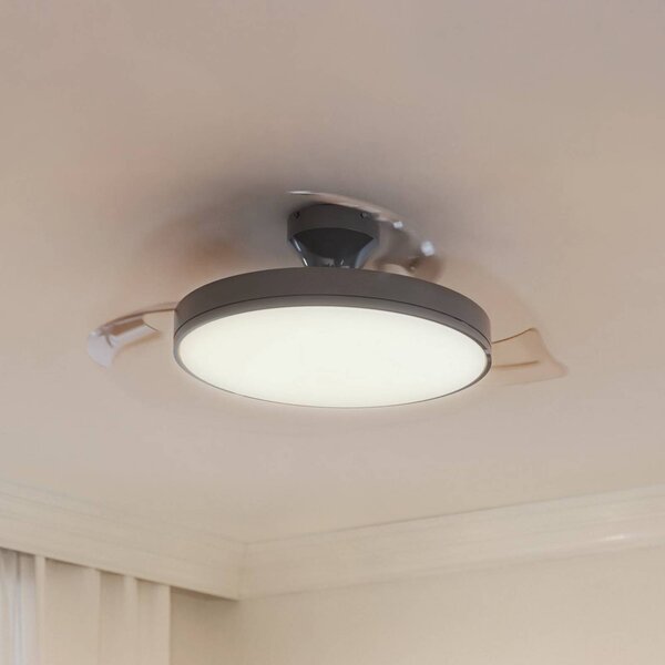 Philips Stropný ventilátor LED Atlas, niklová farba, tichý, DC, Hliník / sivá / zinok, Obývacia izba / jedáleň, kov, Moderný