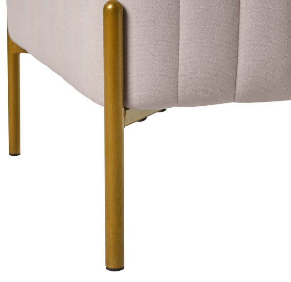 Taburetka sivobéžová zamatové čalúnenie zlaté kovové nohy 47 x 47 cm štvorcová podnožka glamour obývacia izba