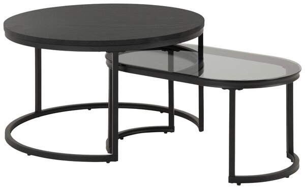 SADA KONFERENČNÝCH STOLÍKOV, čierna, kov, sklo, kompozitné drevo, 70/42/70 cm MID.YOU - Stolíky do obývačky, Online Only