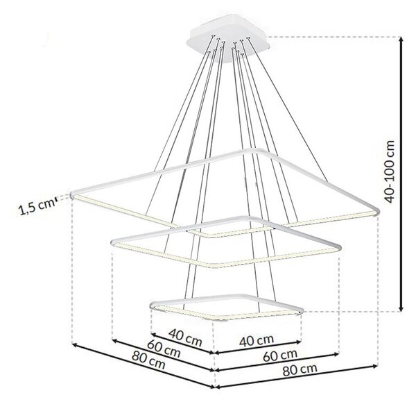 Závesné LED svietidlo Nix, 3x LED 117w, 3000k, w