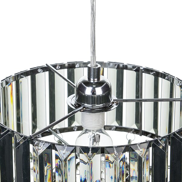 Luster sivá strieborná železo PVC plexisklo 83 cm dymové kryštáliky lesklý povrch závesná lampa moderný glamour štýl obývačka