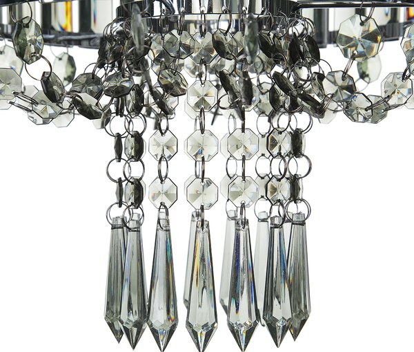 Luster sivá strieborná železo PVC plexisklo 83 cm dymové kryštáliky lesklý povrch závesná lampa moderný glamour štýl obývačka
