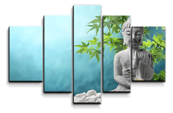 Sablio Obraz - 5-dílný Budha - 125x90 cm