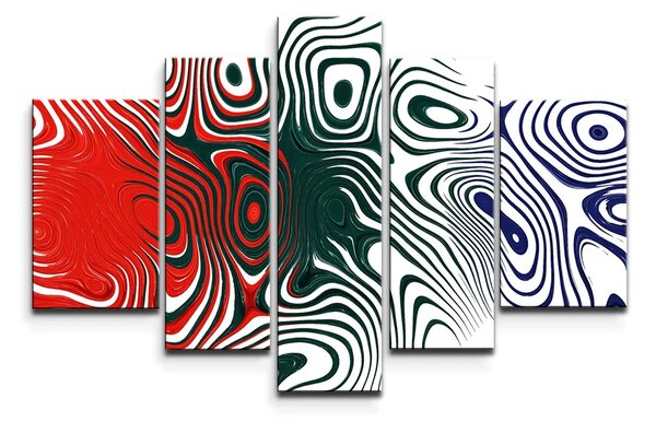 Sablio Obraz - 5-dílný Dvojfarebná abstrakcia - 125x90 cm
