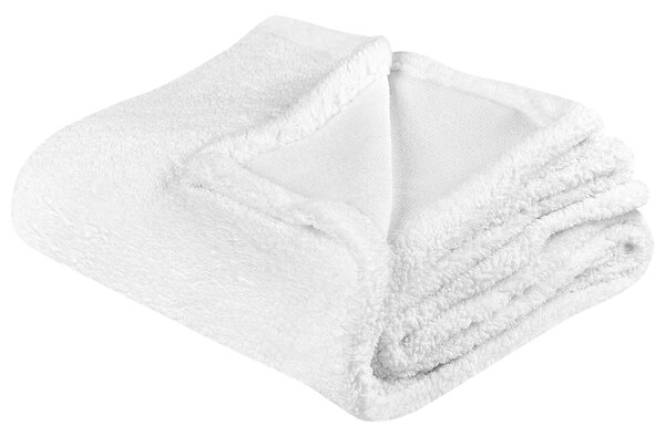 Deka biela polyester umelá kožušina 125 x 150 cm mäkká huňatá prikrývka textilné doplnky obývacia izba spálňa