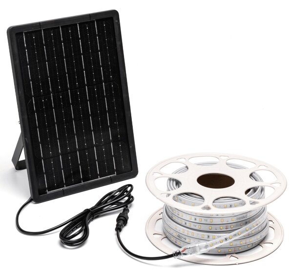 Aigostar - stmievateľný solárny LED pás/20W/3,2V 20 m 2700K IP65 + diaľkový ovládač