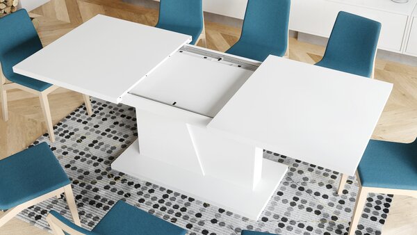 NOBLE NOIR Biely Mat - ROZKLADANÝ STÔL DO 218 cm, pre 8, 10 osôb