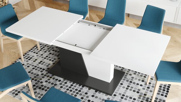 NOBLE NOIR Biely Mat/Antracit (Tmavo Šedý) - ROZKLADANÝ STÔL DO 218 cm, pre 8, 10 osôb