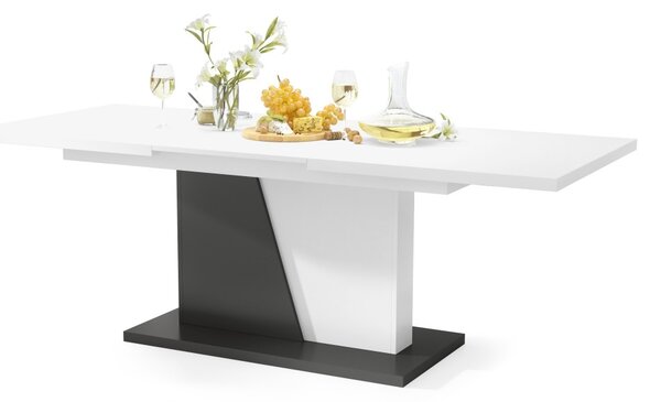 NOBLE NOIR Biely Mat/Antracit (Tmavo Šedý) - ROZKLADANÝ STÔL DO 218 cm, pre 8, 10 osôb