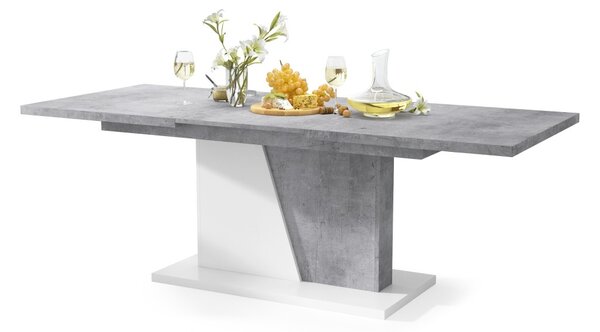 NOBLE NOIR Betón Millenium/Biely Mat - ROZKLADANÝ STÔL DO 218 cm, pre 8, 10 osôb