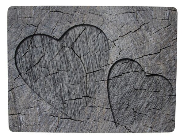 4ks šedej korkové prestieranie srdce v strome Hearts grey - 30 * 40 * 0,4 cm