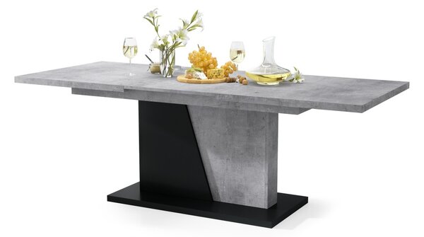 NOBLE NOIR Betón Millenium/Čierny Mat - ROZKLADANÝ STÔL DO 218 cm, pre 8, 10 osôb
