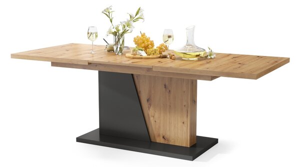 NOBLE NOIR Dub Artisan/Antracit (Tmavo Šedý) - ROZKLADANÝ STÔL DO 218 cm, pre 8, 10 osôb
