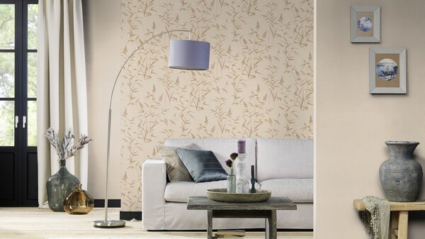 RASCH | Vliesová tapeta na stenu Deco Style 312928 | 0,53 x 10,05 m | béžová, zlatá