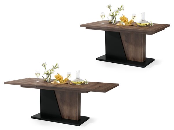 NOBLE NOIR Dub Hnedý/Čierny Mat - ROZKLADANÝ STÔL DO 218 cm, pre 8, 10 osôb