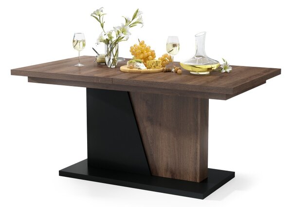 NOBLE NOIR Dub Hnedý/Čierny Mat - ROZKLADANÝ STÔL DO 218 cm, pre 8, 10 osôb