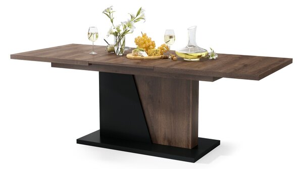NOBLE NOIR Dub Hnedý/Čierny Mat - ROZKLADANÝ STÔL DO 218 cm, pre 8, 10 osôb