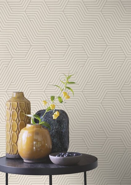 RASCH | Vliesová tapeta na stenu Deco Style 312515 | 0,53 x 10,05 m | krémová, metalická