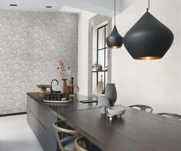 RASCH | Vliesová tapeta na stenu Deco Style 542646 | 0,53 x 10,05 m | šedá, metalická