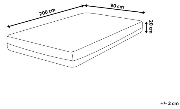 Matrac z pamäťovej peny biely 90 x 200 cm stredne tvrdý so snímateľným poťahom na zips