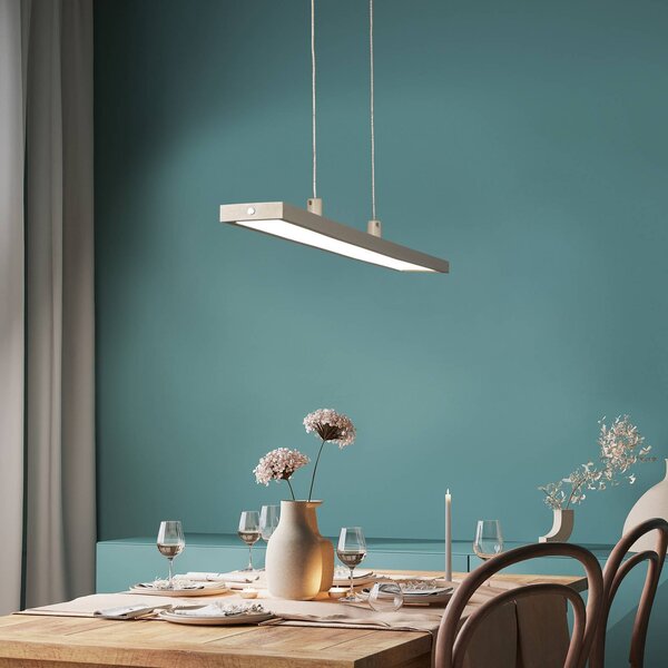 LED závesné svietidlo Marlo, piesková farba, dĺžka 90 cm, dotykový stmievač, Krémová / jantárovo žltá, Obývacia izba / jedáleň, kov, Moderný, Závesné svietidlo