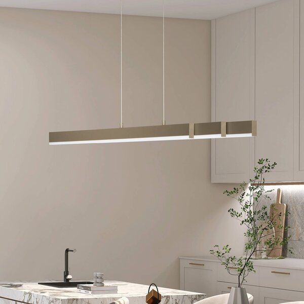 LED závesné svietidlo Vayana, greige, dĺžka 189 cm, dotykový stmievač, Hnedá / hrdzavá, Obývacia izba / jedáleň, kov, Moderný, Závesné svietidlo