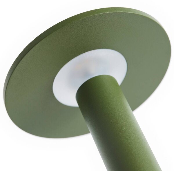 HAY stolová LED lampa na batérie HOST PORTABLE, olivovo zelená, 22 cm, IP44, Zelená, Obývacia izba / jedáleň, Hliník, Moderný, Stojacie svietidlo