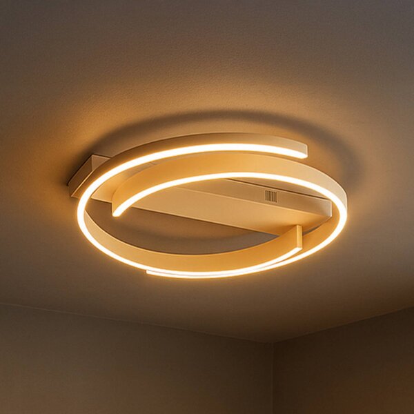 Stropné LED svetlo CIRCLY, piesková farba, Ø 56 cm, diaľkové ovládanie, Krémová / jantárovo žltá, Obývacia izba / jedáleň, kov, Moderný, Závesné svietidlo
