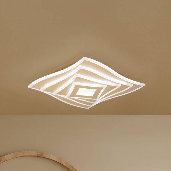 FISCHER & HONSEL Stropné LED svetlo HERO, piesková, 40x40 cm, diaľkové ovládanie, stmievateľné, Krémová / jantárovo žltá, Obývacia izba / jedáleň, kov, Moderný, Stropné svetlo