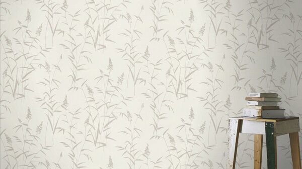 RASCH | Vliesová tapeta na stenu Deco Style 312904 | 0,53 x 10,05 m | metalická, biela