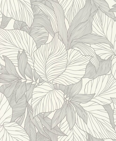 RASCH | Vliesová tapeta na stenu Deco Style 314922 | 0,53 x 10,05 m | metalická, biela