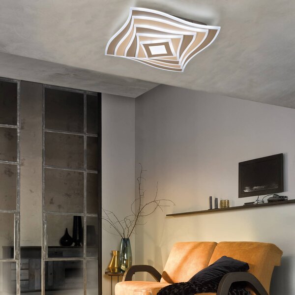 FISCHER & HONSEL Stropné LED svetlo HERO, greige, 50x50 cm Diaľkové ovládanie stmievateľné, Hnedá / hrdzavá, Obývacia izba / jedáleň, kov, Moderný, Stropné svetlo