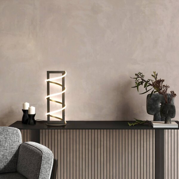 FISCHER & HONSEL Stolová LED lampa Gwen, čierna, výška 45 cm, dotykový stmievač, Čierna, Obývacia izba / jedáleň, kov, Moderný