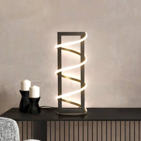 FISCHER & HONSEL Stolová LED lampa Gwen, čierna, výška 45 cm, dotykový stmievač, Čierna, Obývacia izba / jedáleň, kov, Moderný