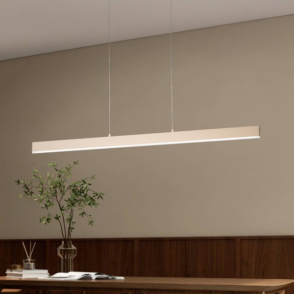 FISCHER & HONSEL LED závesné svietidlo Silvano, piesková, dĺžka 115 cm, dotykový stmievač, Krémová / jantárovo žltá, Obývacia izba / jedáleň, kov, Moderný, Závesné svietidlo