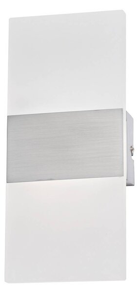 FISCHER & HONSEL LED nástenné svetlo FODER, niklová farba, výška 27 cm, vypínač, Hliník / sivá / zinok, Obývacia izba / jedáleň, kov, Moderný, Nástenné svietidlo