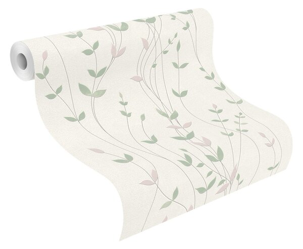 RASCH | Vliesová tapeta na stenu Deco Style 416039 | 0,53 x 10,05 m | biela, zelená, ružová