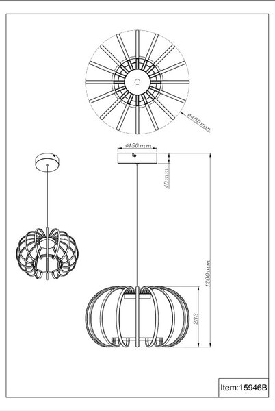Globo 15946B LED závesné stropné svietidlo RIBBON | 40W integrovaný LED zdroj | 2680lm | 3000K