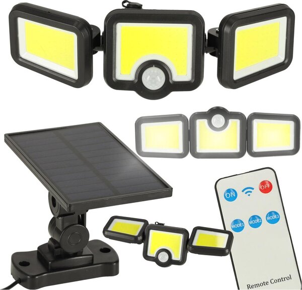 KIK KX3091 Solární LED lampa s čidlem pohybu a soumraku 3 v 1, 6500 lm, 17,1 W