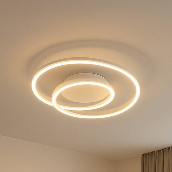 FISCHER & HONSEL Stropné LED svetlo HOLY, piesok, Ø 49 cm, diaľkové ovládanie, stmievateľné, Krémová / jantárovo žltá, Obývacia izba / jedáleň, kov, Moderný, Závesné svietidlo