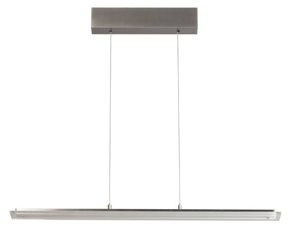 LED závesné svietidlo Torvi, nikl, dĺžka 88 cm, dotykový stmievač, Hliník / sivá / zinok, Obývacia izba / jedáleň, kov, Moderný, Závesné svietidlo