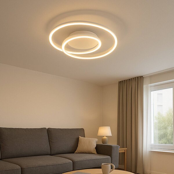 FISCHER & HONSEL Stropné LED svetlo HOLY, piesok, Ø 49 cm, diaľkové ovládanie, stmievateľné, Krémová / jantárovo žltá, Obývacia izba / jedáleň, kov, Moderný, Závesné svietidlo