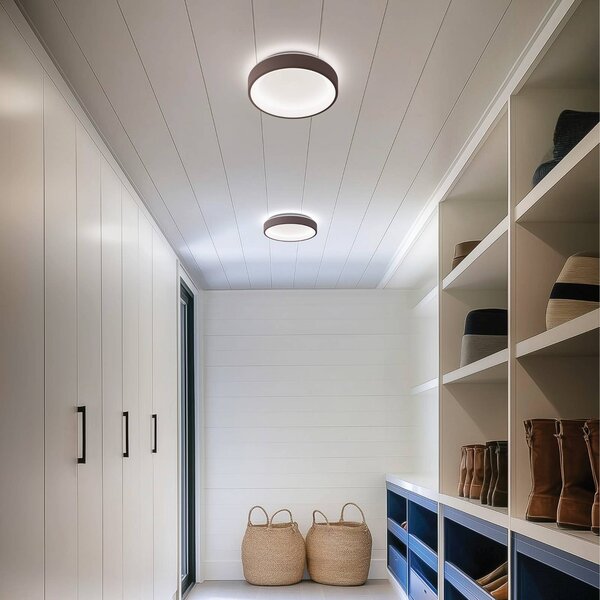 Linea Light LED nástenné svetlo Iside, hnedé, kov, Ø 35 cm, IP40, Hnedá / hrdzavá, Obývacia izba / jedáleň, kov, Moderný, Nástenné svietidlo