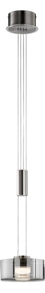 LED závesné svietidlo LAVIN, nikl/dymová, Ø 20 cm, kov/sklo stmievateľné, Hliník / sivá / zinok, Obývacia izba / jedáleň, kov, Moderný, Závesné svietidlo