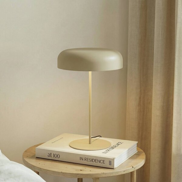 Stolná lampa Lindby Edion, béžová, kov, 45 cm, Hnedá / hrdzavá, Obývacia izba / jedáleň, kov, Moderný, Stojacie svietidlo