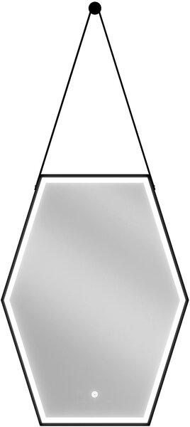 Mexen Orla, LED kúpeľňové zrkadlo s podsvietením a čiernym rámom 60x80 cm, 6000K, ochrana proti zahmlievaniu, 9815-060-080-611-70